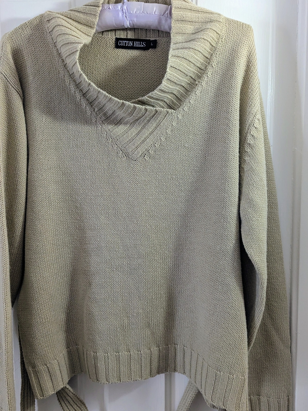 Women's Cream V-Neck Sweater